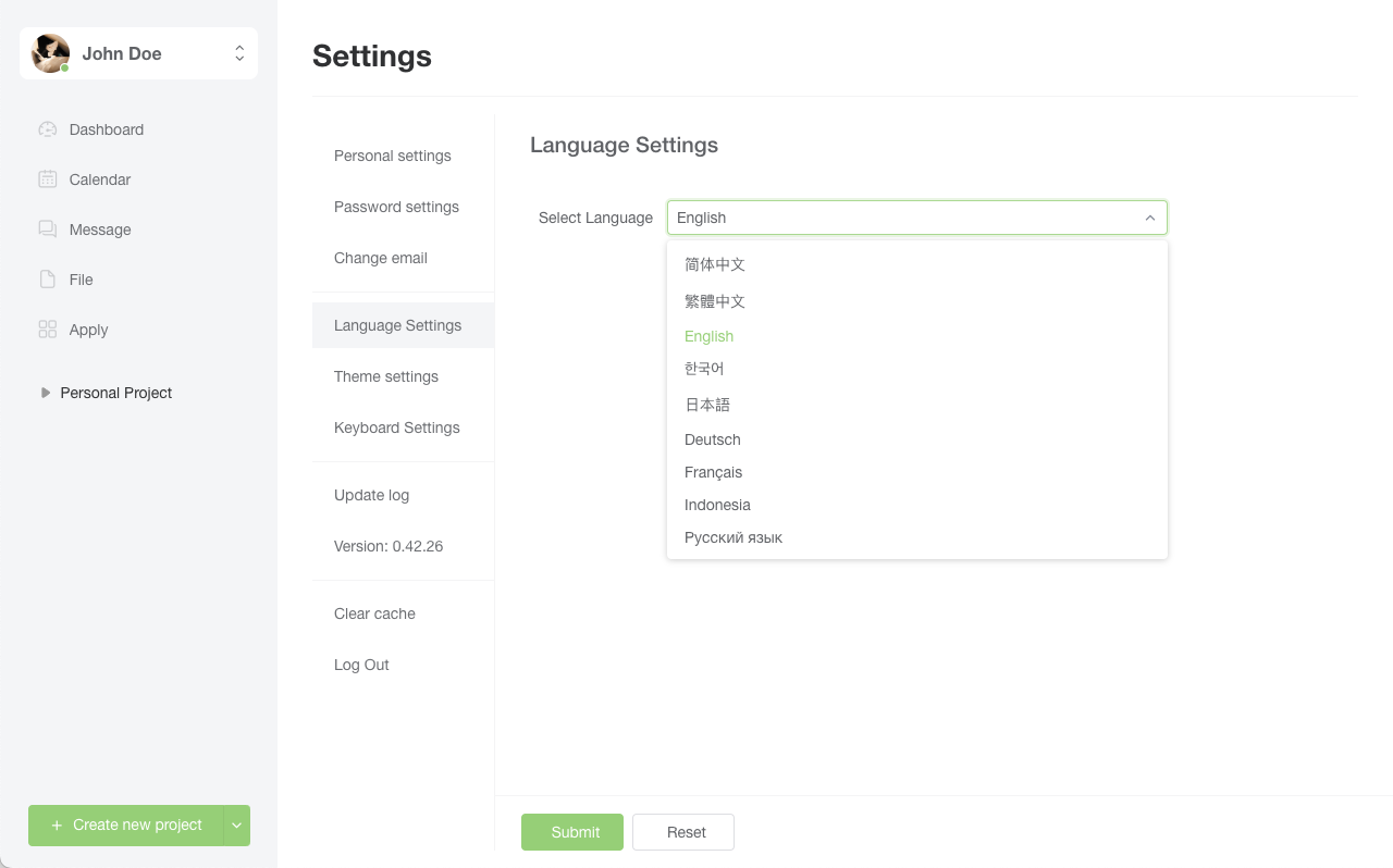 Language Settings