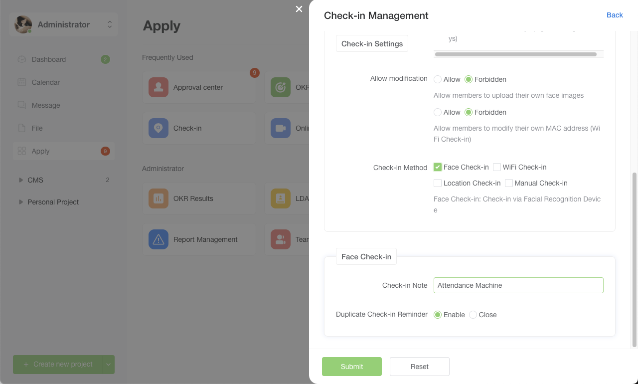 Face Recognition Settings